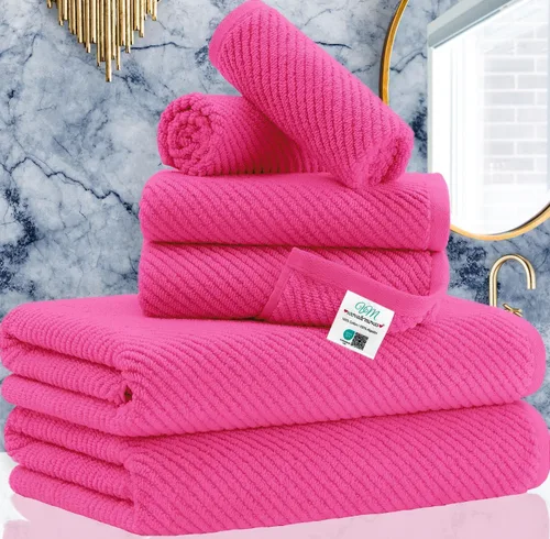 Miniatura 10 de VOOVA & MOVAS Toallas de baño amarillas – 100% algodón Secado rápido Peso Gruesas Suave, juego de 6 toallas de baño, 2 toallas grandes de 30