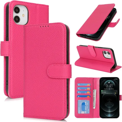 Miniatura 111 de Zouzt Funda para iPhone 11 de 6.1 pulgadas de piel auténtica con 4 ranuras para tarjetas, tarjetero con bloqueo RFID, tapa magnética, función atril