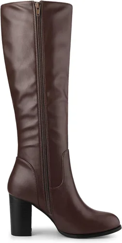 Miniatura 6 de Allegra K Botas altas hasta la rodilla con tacón redondo y puntera redonda para mujer