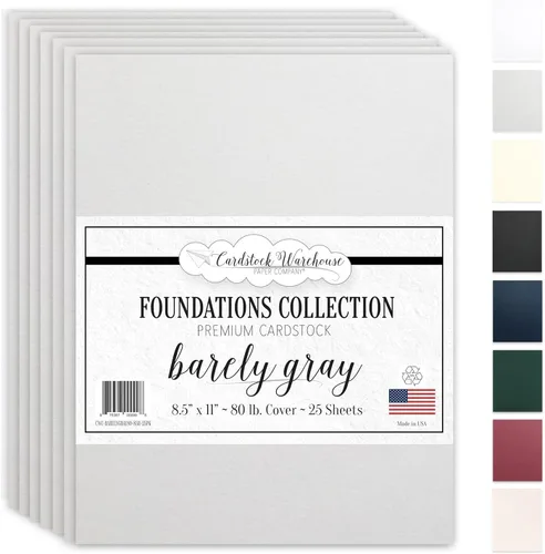 Cardstock Warehouse Foundations Barely Gray - 8.5 x 11 pulgadas, 80 libras, 7.58 oz/m², papel de cartulina 100% reciclado, 25 hojas