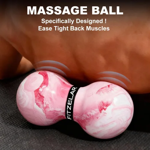 Miniatura 5 de FITZELAR Bola de masaje doble de lacrosse para liberación miofascial, certificación de calidad, masaje de tejido profundo para cintura y pies, Rosa