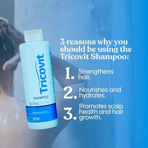 Miniatura 3 de Tricovit Champú para el crecimiento del cabello para mujeres y hombres, tratamiento del cuero cabelludo para adelgazamiento del cabello, regula