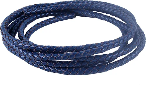 Miniatura 18 de KONMAY 2 yardas 8.0mm Cordón redondo de cuero trenzado auténtico marrón antiguo para corbata de bolo