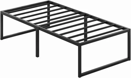 Miniatura 7 de Lutown-Teen Marcos de Cama Plataforma Individual de 18 Pulgadas de Metal Resistente Sin Necesidad de Somier, Sin Ruido, Fácil Montaje, Negro
