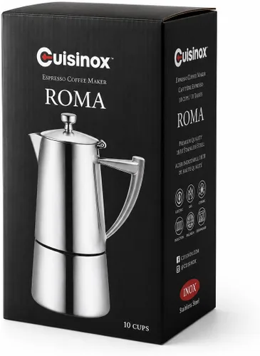 Miniatura 7 de CUISINOX Roma - Máquina de café expreso de acero inoxidable satinado para estufa, 10 tazas