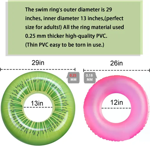 Miniatura 7 de FindUWill Paquete de 6 flotadores de piscina para niños, anillos de natación para piscina (paquete de 4) – 4 flotadores grandes inflables para playa