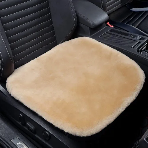 Miniatura 10 de IRIWOOL Almohadilla de asiento de piel de oveja auténtica, funda de asiento de lana suave australiana, transpirable y absorbente del sudor, cómoda