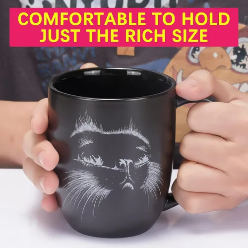 Miniatura 5 de Taza de café de cerámica con diseño de gato de 14 onzas, regalo para amantes de los gatos, regalos personalizados para inauguración de la casa