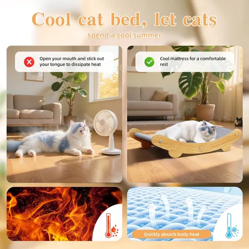 Miniatura 3 de Hamaca refrescante para gatos, alfombrilla de enfriamiento para gatos, almohadilla de gel cómoda para mascotas, silla elevada para interiores