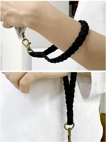 Miniatura 2 de Correa de muñeca para teléfono estilo boho macramé, cordón para teléfono celular con pestaña de anclaje, llavero con dije para muñeca, cadena