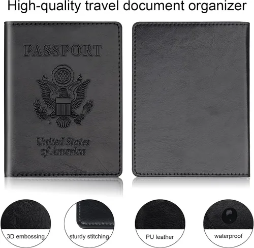 Miniatura 5 de Herain Soporte para pasaporte, funda para pasaporte, cartera para pasaporte, para mujeres y hombres, funda de pasaporte, protector de libreta