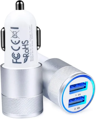 Miniatura 8 de Cargador de teléfono de coche de doble puerto, [2 unidades] Cargador USB de carga rápida de 3.4 A, adaptador de encendedor Carro, adaptador de Verde