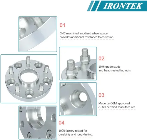 Miniatura 7 de IRONTEK Espaciadores de rueda de 0.197 x 5.000 in (orificio de 1 pulgada de 2.815 in, pernos de 14 x 1.5 pulgadas) Adaptador espaciadores 1" 4