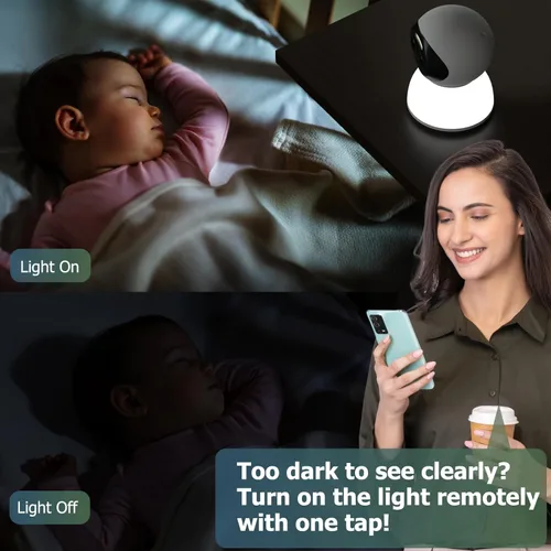 Miniatura 3 de Cámara de seguridad de doble lente con zoom 10X, monitor de bebé, cámara de seguridad para perros con luz automática, panorámica de luz automática