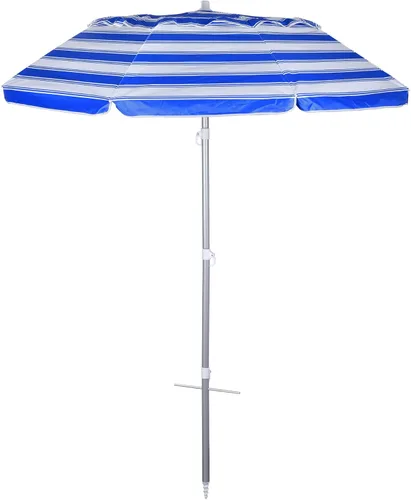 Miniatura 12 de Sombrilla de playa al aire libre de 6.5 pies con anclaje de arena, inclinación y protección solar UV50+, ligera y portátil, perfecta para playa