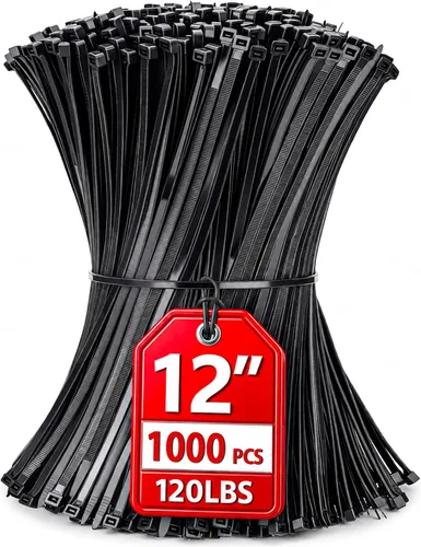 Miniatura 9 de Bridas para cables, paquete de 400 unidades, color negro, varios tamaños, 12+8+6+4 pulgadas, gestión de cables de nailon autobloqueante multiusos