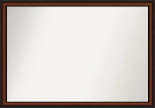 Miniatura 138 de Amanti Art Espejo de pared personalizado no biselado (24 x 27 pulgadas), marco estrecho de nogal chipre - varios tamaños personalizados - Espejo
