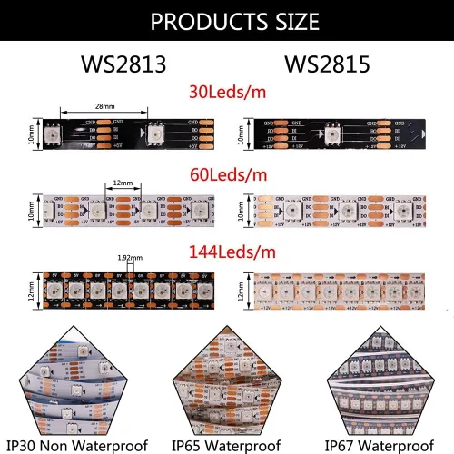 Miniatura 4 de WS2815 Tira de LED RGB direccionable individualmente (actualizado WS2812B) 3.2ft 144Pixels Smart Flexible Dream Luz LED de doble señal a todo