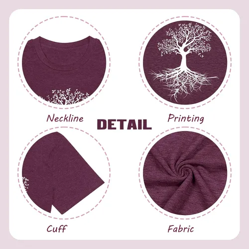 Miniatura 6 de Camisetas gráficas para mujer, camisetas con estampado de árbol de la vida, camiseta de campamento con plantas naturales, blusas casuales de manga