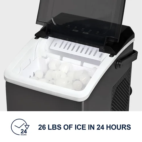 Miniatura 5 de Koolatron Máquina de hielo portátil para encimera, 2 tamaños, cubos de hielo en bala, listos en 6 minutos, 26.5 libras/día con cuchara de hielo