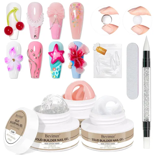 Miniatura 17 de Gel para esculpir 3D transparente para arte de uñas, 0.46 onzas de gel sólido para uñas, gel duro no pegajoso, moldeo a mano, tallado para esculpir