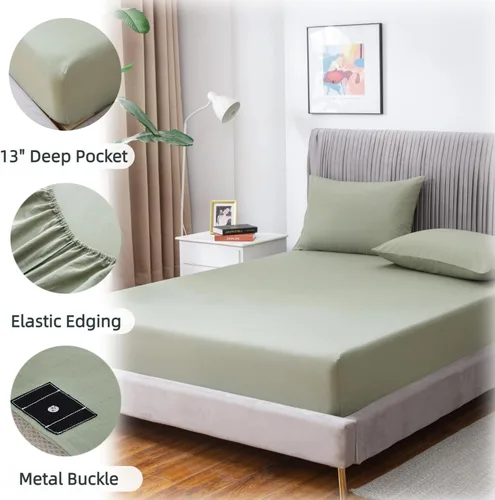 Miniatura 3 de Grounding - Sábana de cama tamaño King con cordón de 15 pies, 90% algodón orgánico + 10% fibra plateada, sábanas conductivas para un mejor sueño