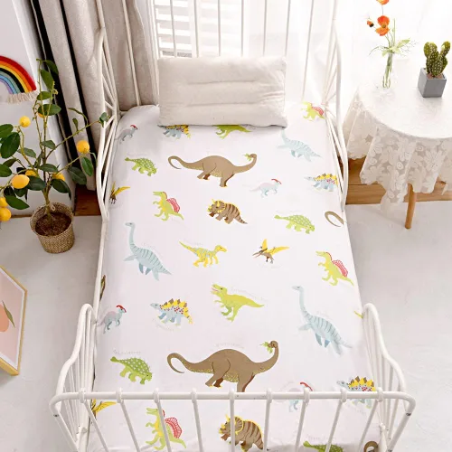 Miniatura 25 de Sábana bajera ajustable con bolsillo profundo para niños y niñas, cama individual, sábanas de tela gruesa con estampado de dinosaurios