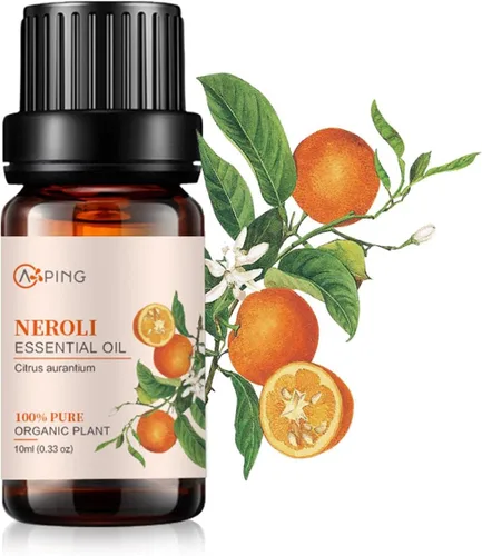 Aceite esencial Neroli 100% puro orgánico natural (Citrus aurantium) Aceite de neroli para difusor, aroma, spa, masaje, yoga, perfume, 0.33 onzas