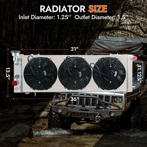 Miniatura 6 de Radiadores de aluminio CU1193 para Jeep Cherokee 1984-2001 para Jeep Comanche Radiador 1986-1992 para Jeep Wagoneer 1984-1990 3 filas Radiador