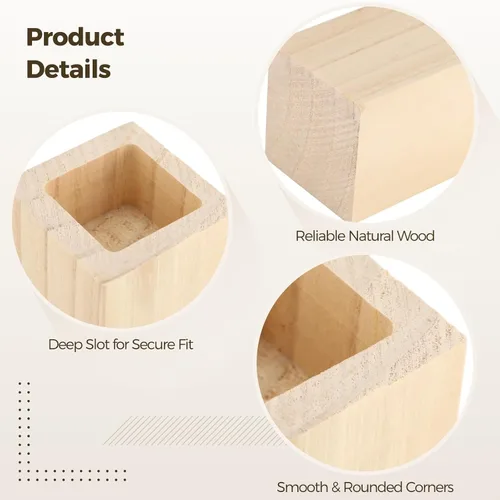 Miniatura 3 de 4 Pcs Bed Risers, 4 in Wooden Furniture Risers Blocks, Heavy-Duty Lifters for Couch Chair Cabinet Dresser, Bed Frame Risers for Added Height, Slot