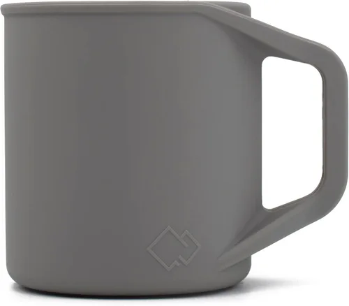 Taza de café de silicona de grado alimenticio con asa, portátil, plegable, sin BPA, apta para lavavajillas y microondas, 12 onzas (gris granito, 1