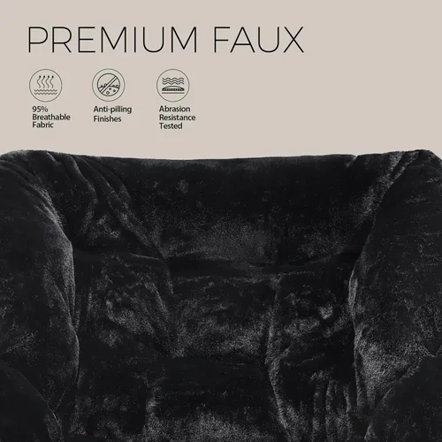 Miniatura 6 de Walsham Silla plegable cómoda, de piel sintética, suave, acogedora, silla Papasan de lectura para adultos, niños, dormitorio, sala de estar, Negro
