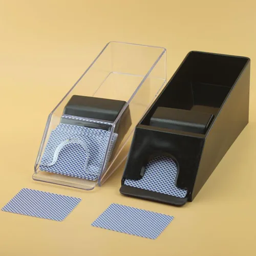 Miniatura 4 de BESPORTBLE Barajador de cartas, distribuidor de tarjetas de acrílico 6 cubiertos, zapatos y bandeja de desechos, juego automático de barajador