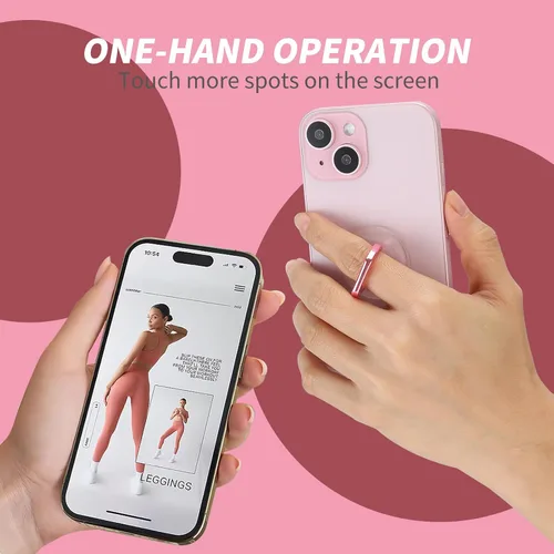 Miniatura 4 de Rosa Jsoerpay Soporte de Anillo para Teléfono Transparente de 2 Piezas, Soporte de Anillo para Teléfono con Rotación de 360° y Soporte de Dedo, rosa
