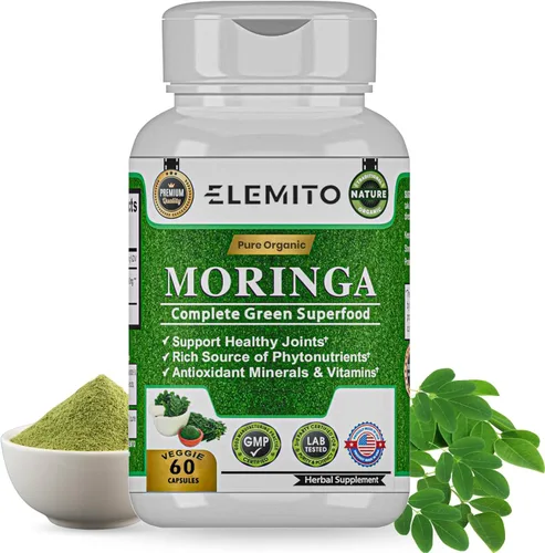 Cápsulas de moringa, polvo de hoja pura, superalimento verde, energía, metabolismo y apoyo inmunológico, sin OMG, vegano, sin gluten