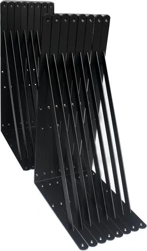 Paquete de 16 soportes de estante resistentes negros de 20 pulgadas de largo x 12 pulgadas de alto con tornillos, soportes de estante de metal,