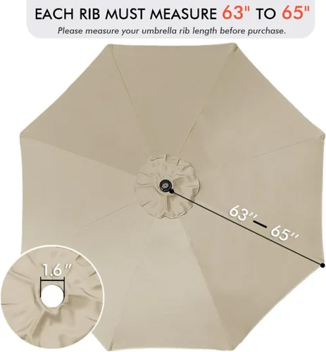 Miniatura 3 de ontheway 11FT Patio Umbrella Enhanced Replacement Canopy Market Table 8 Ribs Umbrella Canopy