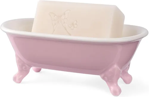 Miniatura 12 de Bañera decorativa en miniatura con patas de garra de cerámica de 6.5", jabonera para jabón en barra, soporte para esponja de cocina y bandeja