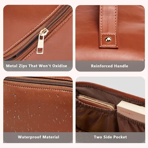 Miniatura 5 de Bolsa de maquillaje organizadora de viaje, bolsa de cosméticos grande con divisores ajustables, bolsa de almacenamiento portátil para artistas