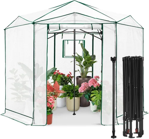 Miniatura 24 de EAGLE PEAK - Invernadero instantáneo emergente, para plantas de jardinería en interiores y exteriores, puertas con cremallera enrollable y ventanas