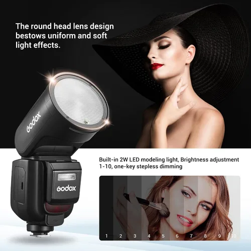 Miniatura 8 de GODOX V1 Pro C V1Pro-C Flash para Canon, 2.4G TTL Flash de cámara de cabeza redonda HSS 1/8000s Speedlite para Canon, batería de iones de litio