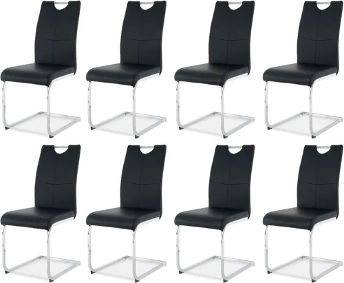Miniatura 21 de Juego de sillas de comedor modernas (2 unidades) de piel sintética PU con respaldo alto tapizadas con patas doradas de metal para cocina y comedor