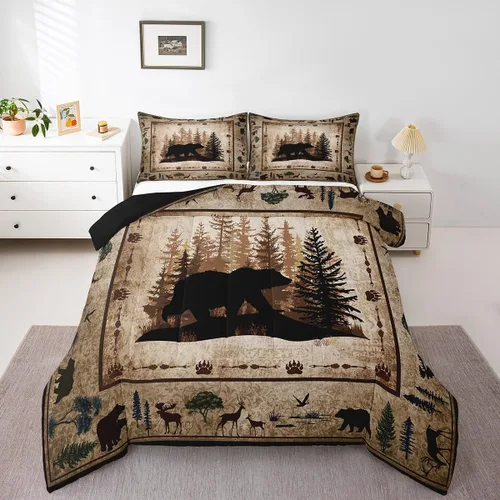 Miniatura 9 de Feelyou juego de ropa de cama con diseño de ciervo para niños y niñas, tamaño twin, con huella de pata de ciervo, juego de edredón ultra suave