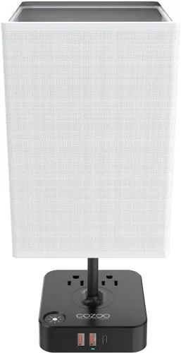 Miniatura 4 de Lámpara de mesa regulable cozoo USB para mesita de noche y escritorio con 2 puertos de carga USB (A+C) y 2 tomas de corriente, lámpara de mesita