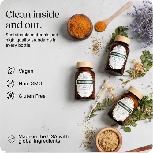 Miniatura 8 de Greenworks Nature's Immune Suplemento orgánico de apoyo inmunológico para adultos Mezcla diaria de saúco, equinácea, cúrcuma, jengibre y hongos