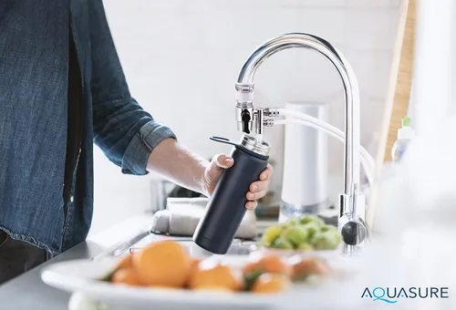 Miniatura 6 de Aquasure Sistema de filtración de agua potable para encimera de la serie Dash con bloque de carbono de 0.5 micrones (blanco)