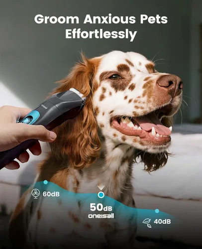 Miniatura 4 de Cortaúñas para perros con luz LED oneisall, kit de aseo para perros inalámbrico 2 en 1, cortaúñas para mascotas de 2000mAh, recortador de patas