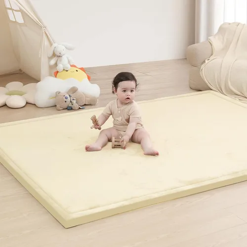 Miniatura 32 de Huloo Sleep Tapete de juego para bebé para suelo, espuma elástica de 1.3 pulgadas de grosor, tapete de corral de 50 x 50 pulgadas para tiempo boca