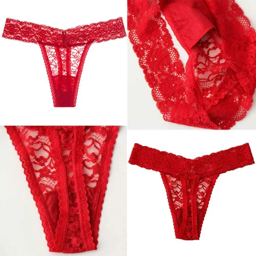 Miniatura 4 de ZBORH Ropa interior sexy de encaje para mujer de nailon hipster transparente paquete de 5