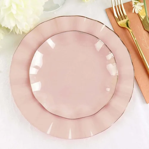 Miniatura 25 de Efavormart - Platos de cena de 11 pulgadas – Juego de 10 platos desechables redondos de plástico negro con borde dorado rizado – Vajilla elegante